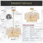 Round Luxe Black Chandelier — 20" - View 2