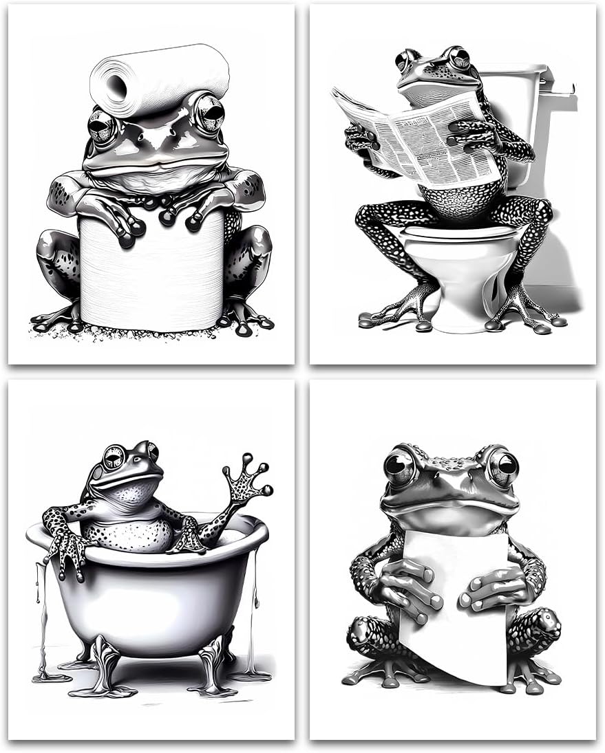 Framed Farmhouse Black Wall Decor — 8" — Unframed 8"x10" - Frog Wall Art