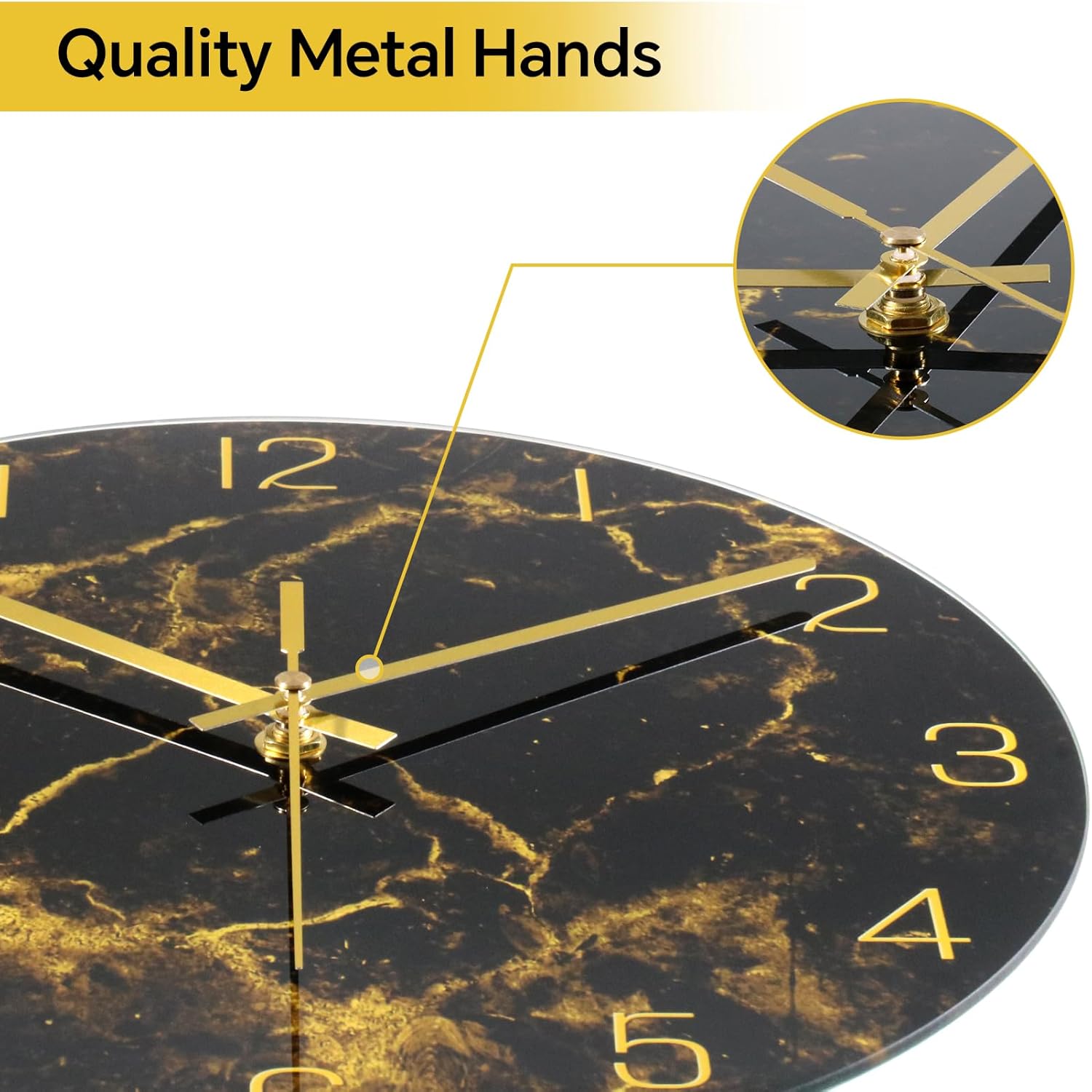 Battery Operated Farmhouse Black Wall Clock — 12" - View 2