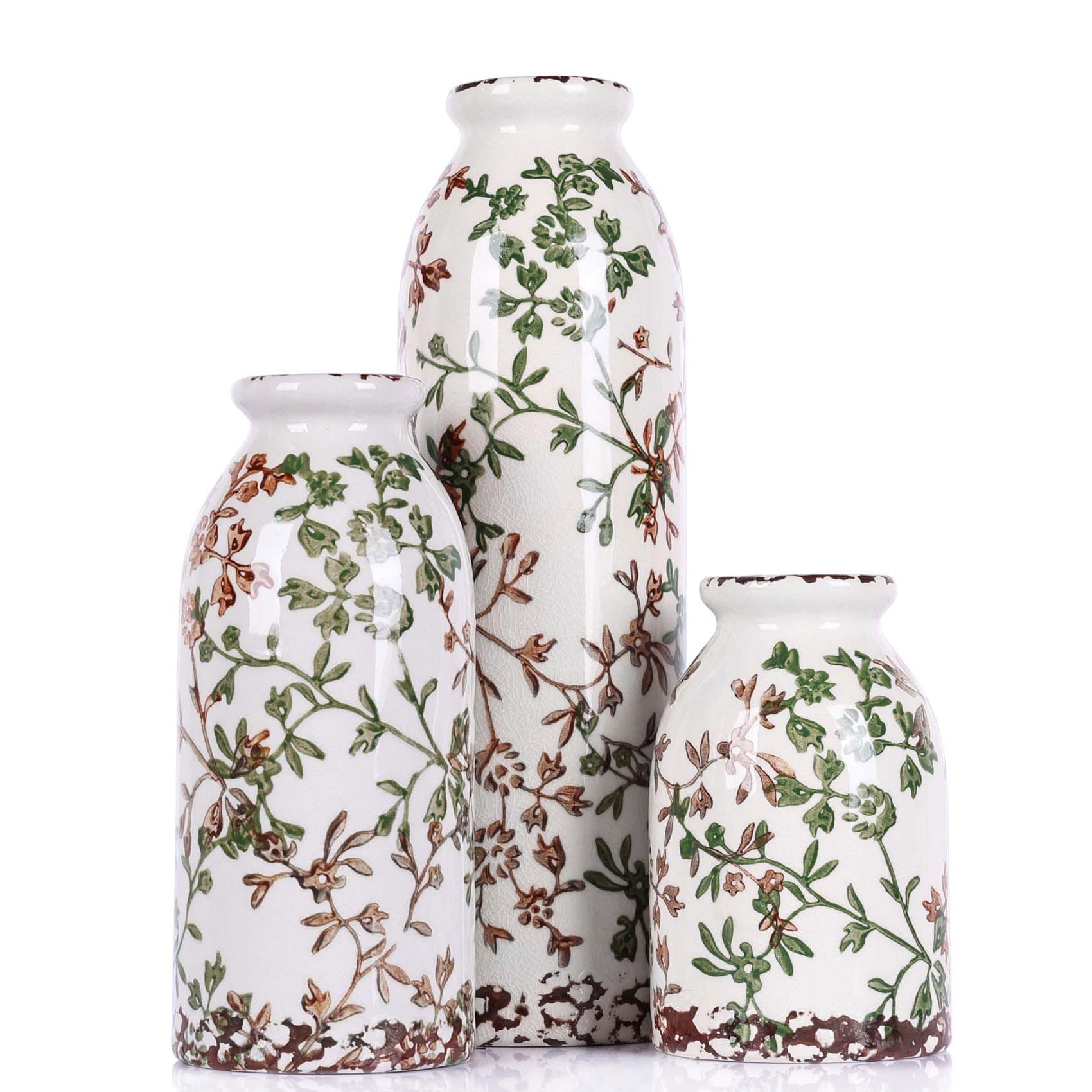 Farmhouse Beige Decorative Vase — Set of 3