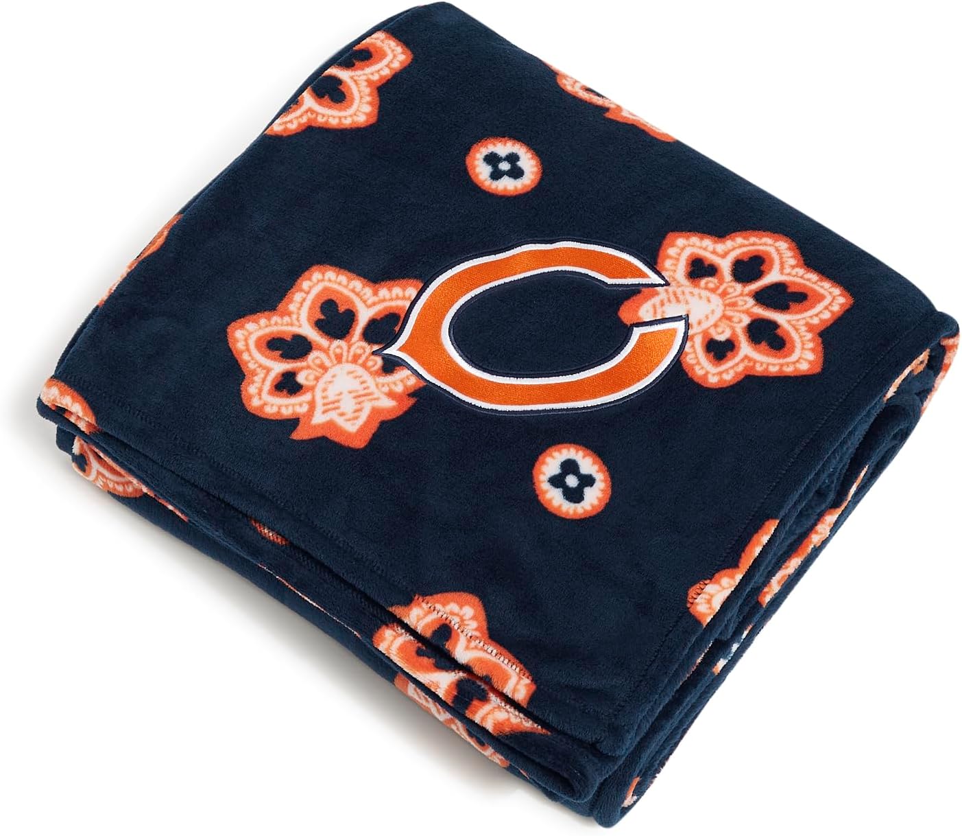 Oversized Beige Throw Pillow — Navy/Orange Bandana With Chicago Bears