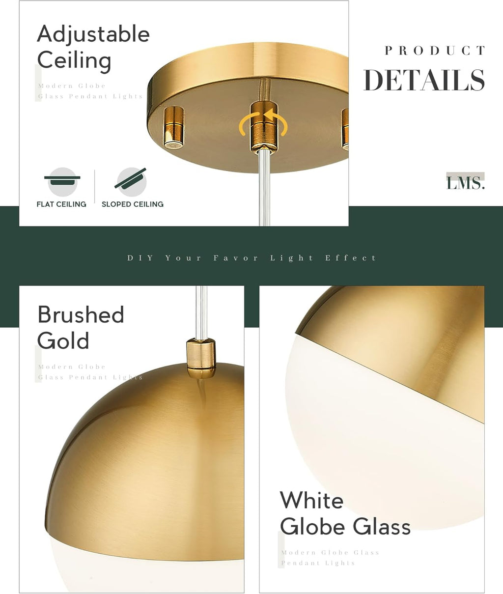 Adjustable Luxe Black Pendant Light — 6" - View 2