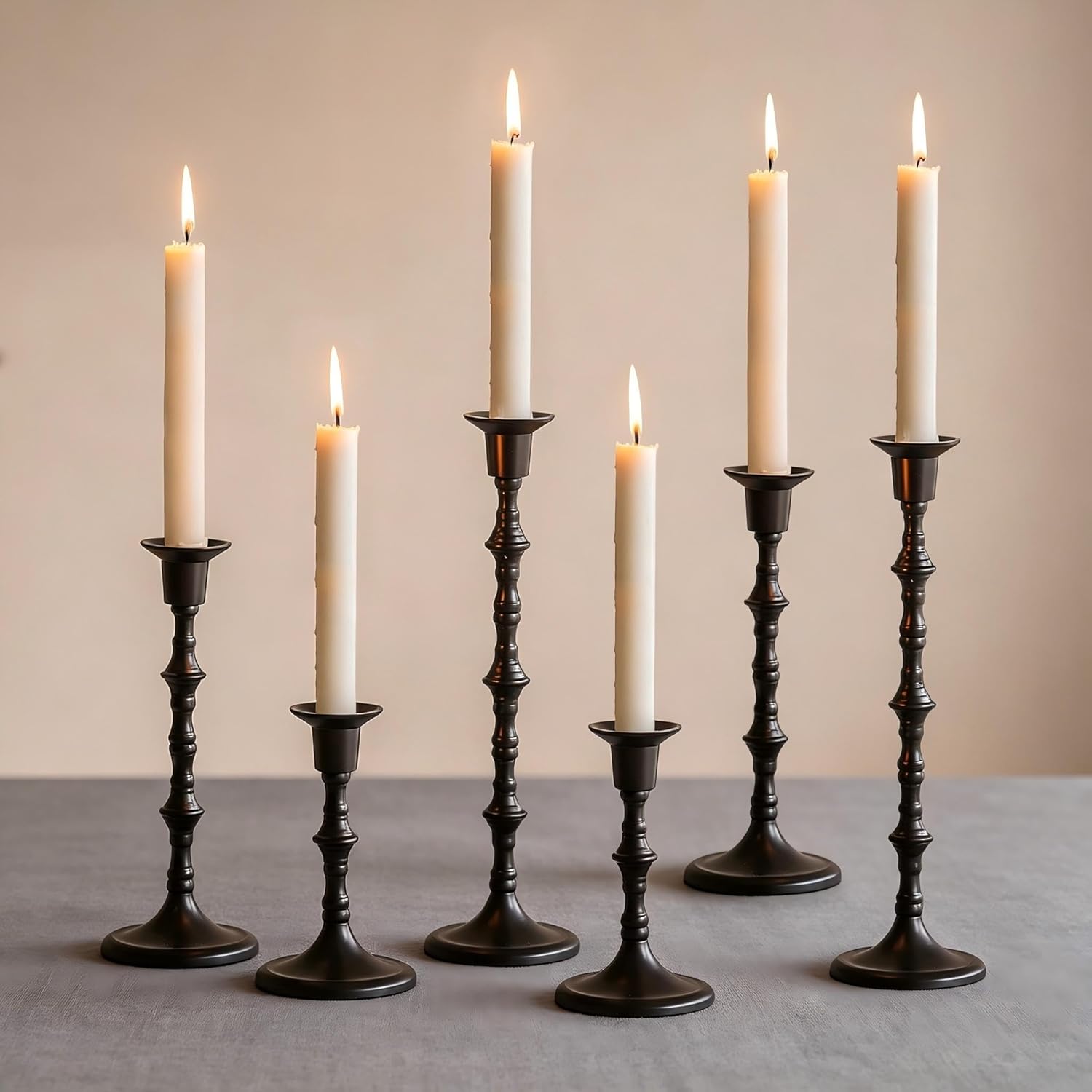 Antique Black Candle — Set of 6 — Black