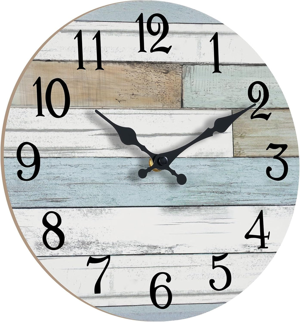 Battery Operated Farmhouse Blue Wall Clock — 14" - View 3