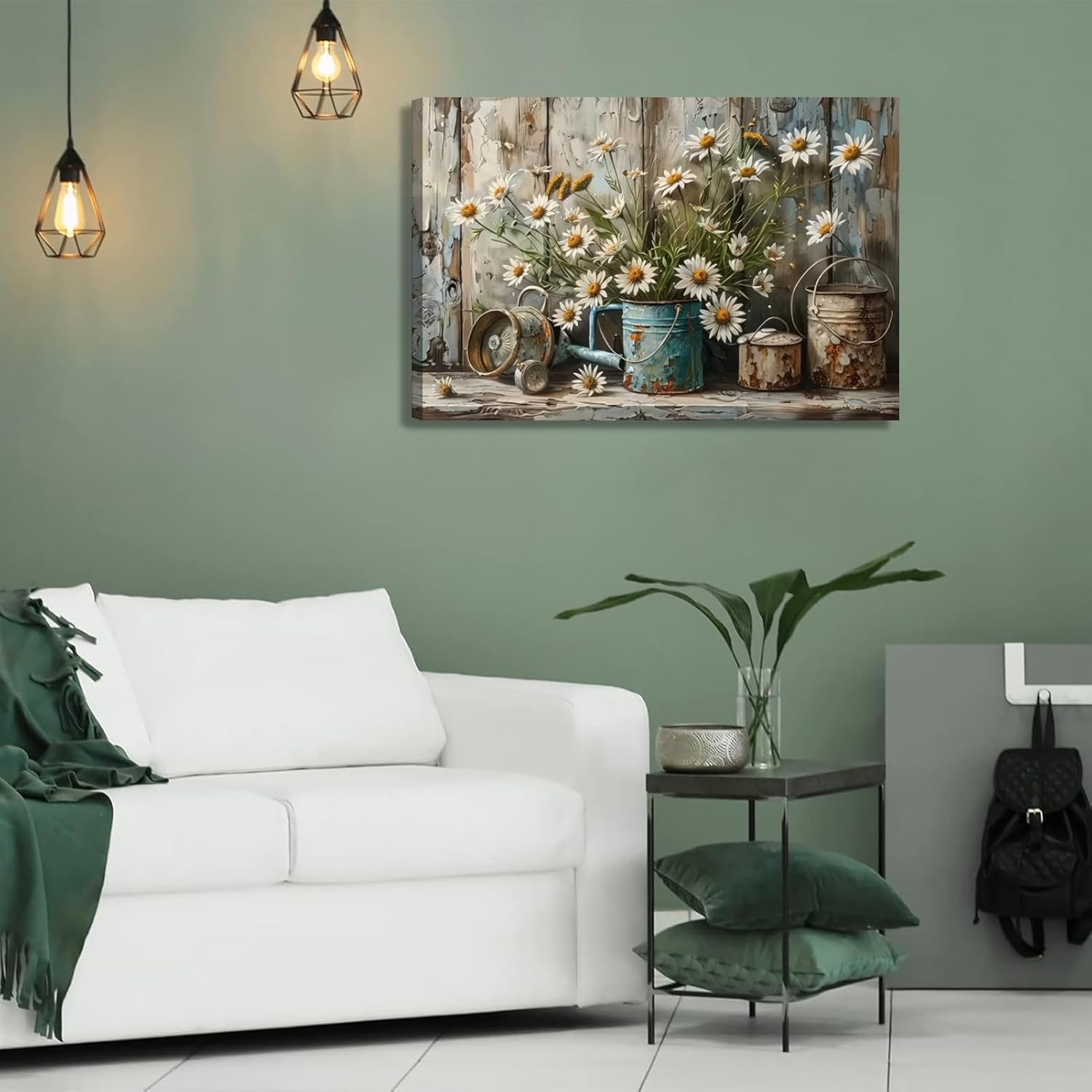 Vintage Farmhouse Blue Canvas Wall Art — 16" - View 2