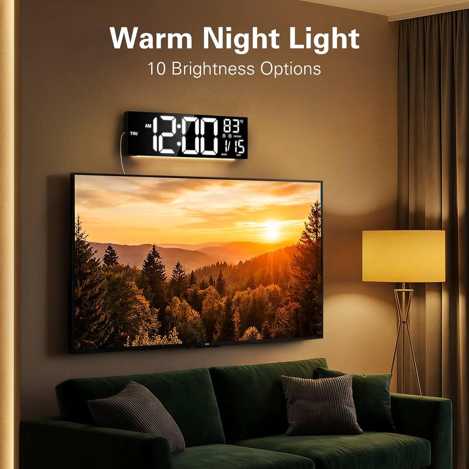 RGB Black Wall Clock — 15" - View 10