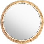 Round Boho Wood Wall Mirror — 15" — 21 Inch Wood