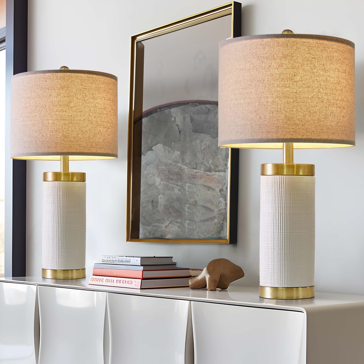 Farmhouse Black Bedside Lamp — 25" — ‏‏Off-White