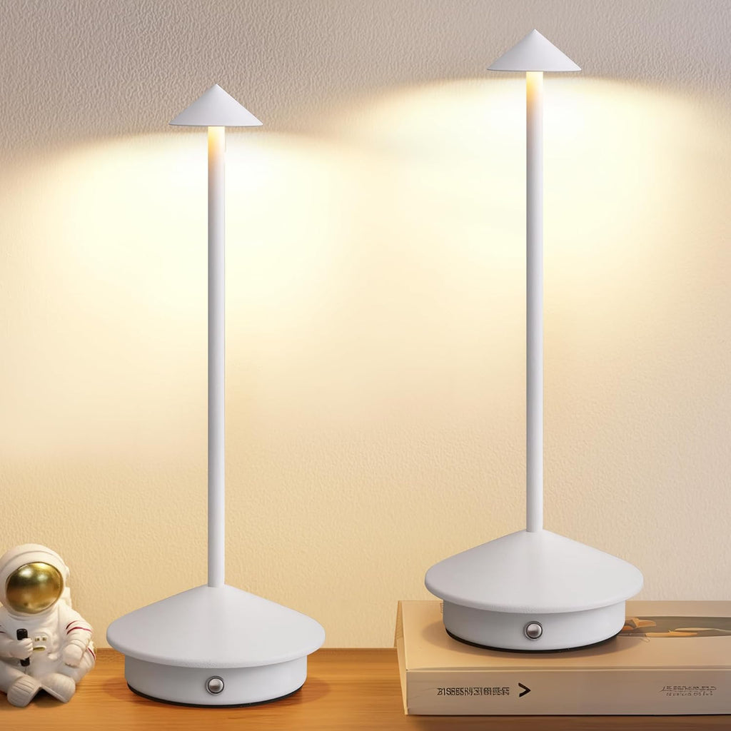 Cordless Modern Black Desk Lamp — Set of 2 — White (2 Pack)