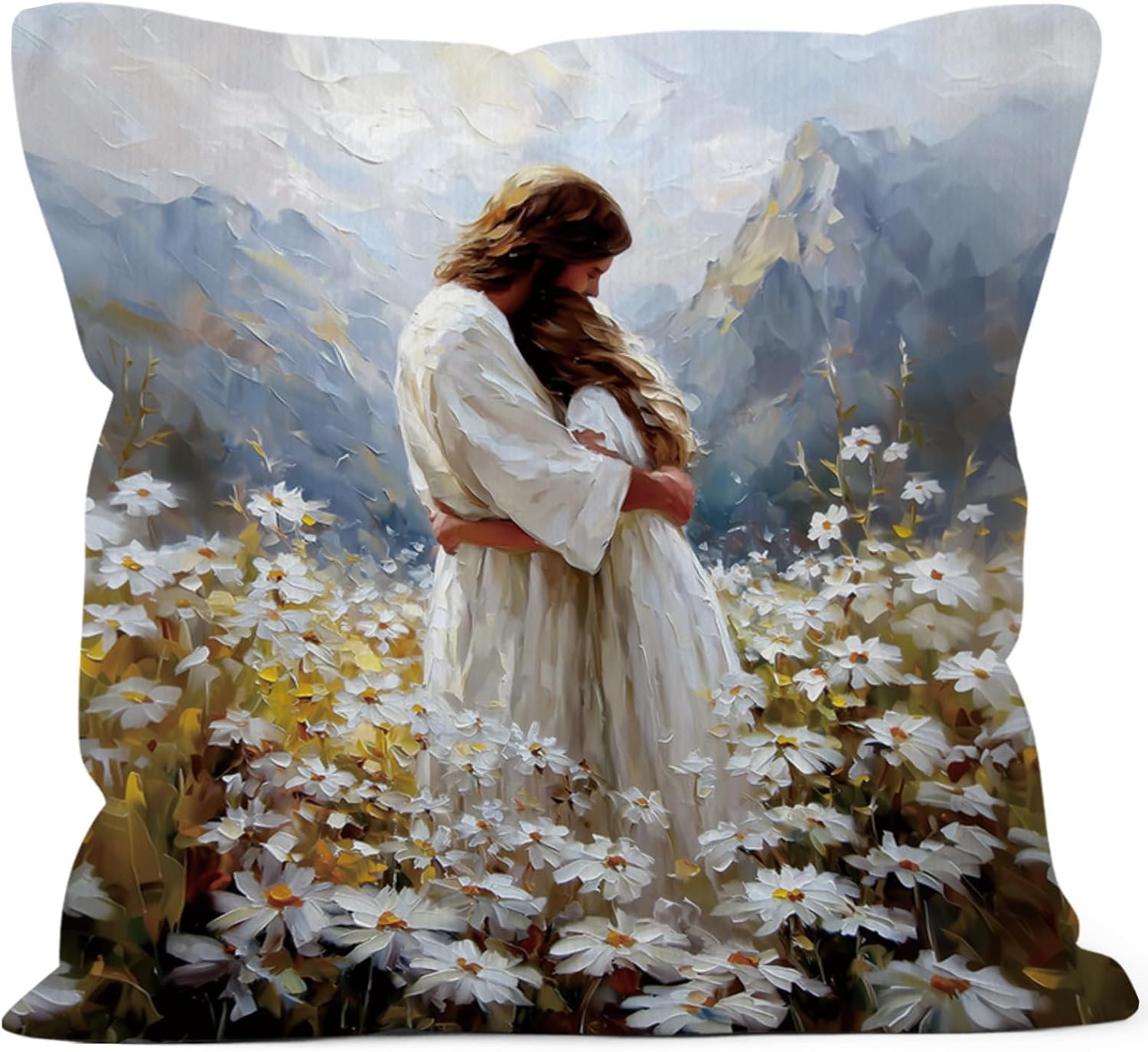 Boho Brown Throw Pillow Cover — 18x18 — Jesus Woman