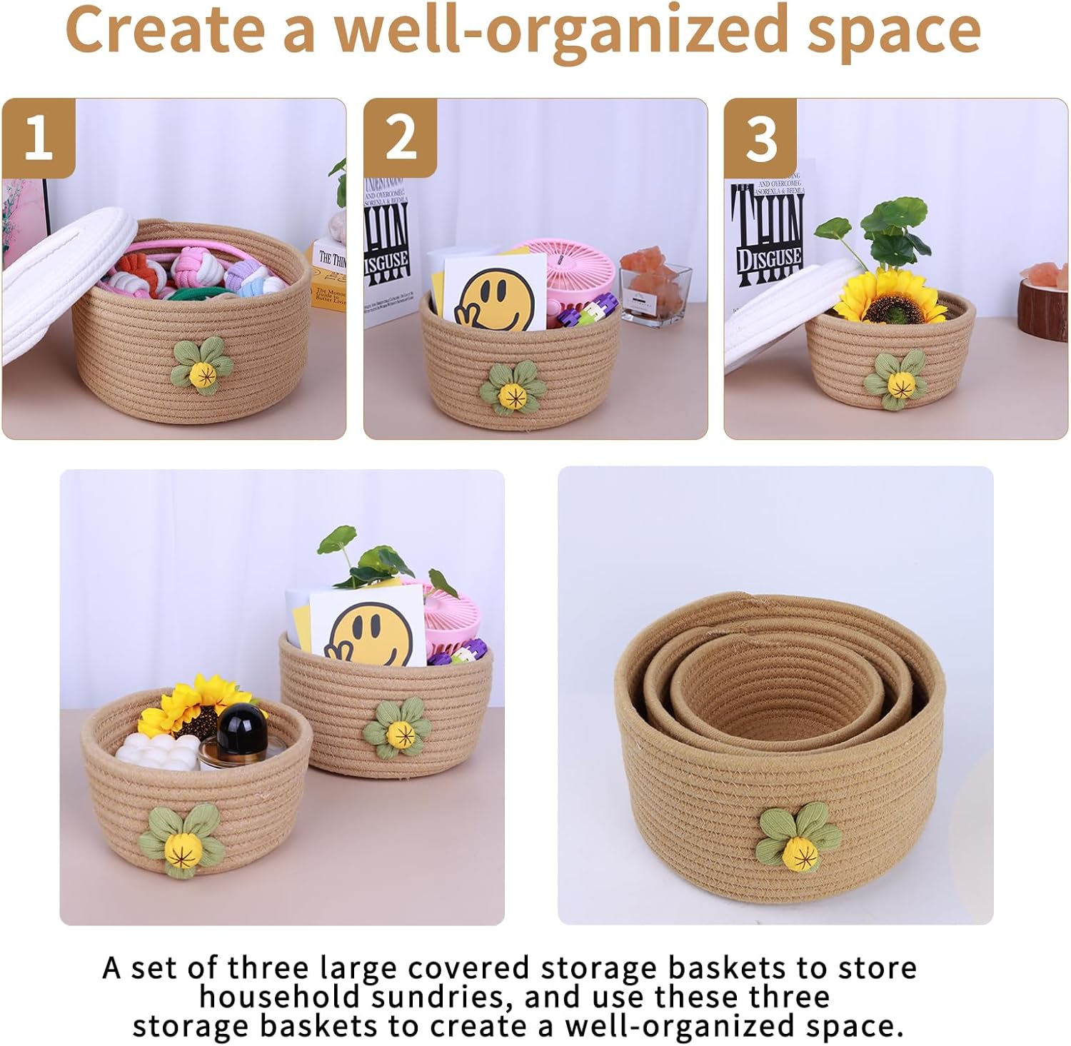 Boho Rattan Storage Basket - View 4
