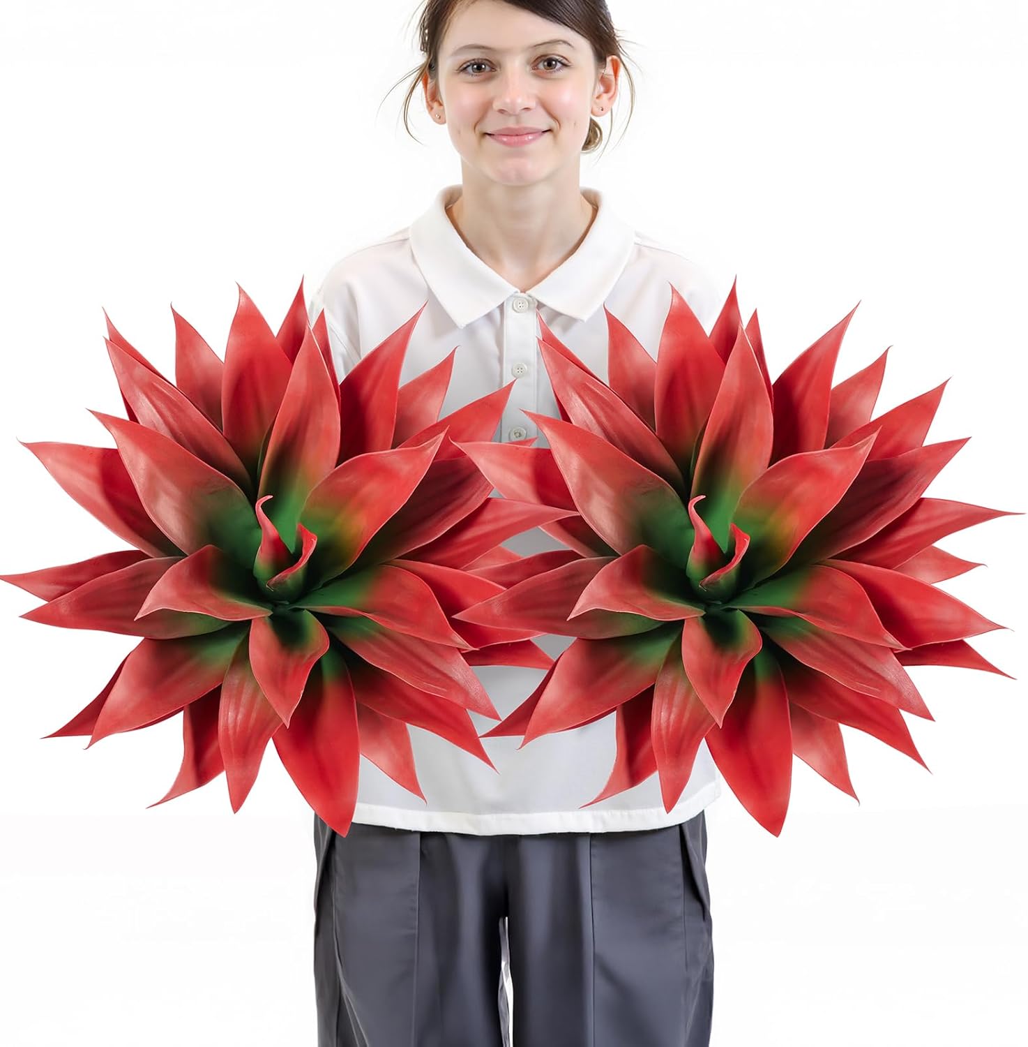 Blue Faux Succulent — 28" — Red*2