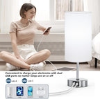 Dimmable Modern Silver Nightstand Lamp — 12.8" - View 4