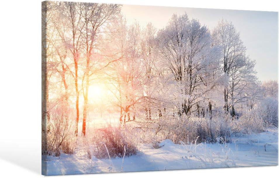 Black Canvas Wall Art — 36" — Winter Trees
