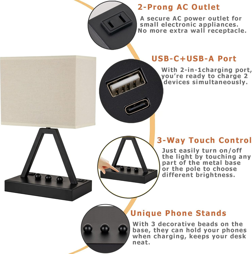 Dimmable Black Bedside Lamp - View 3