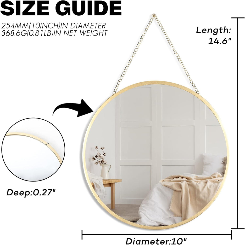 Round Luxe Glass Wall Mirror — 10" - View 2