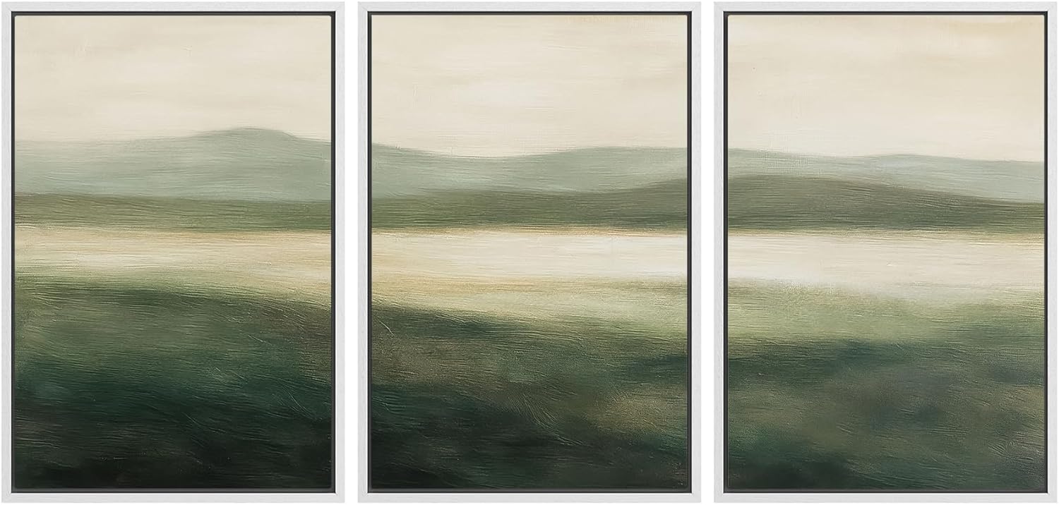 Framed Modern Fabric Wall Art — 24" — 16"x24"x3 Panels White