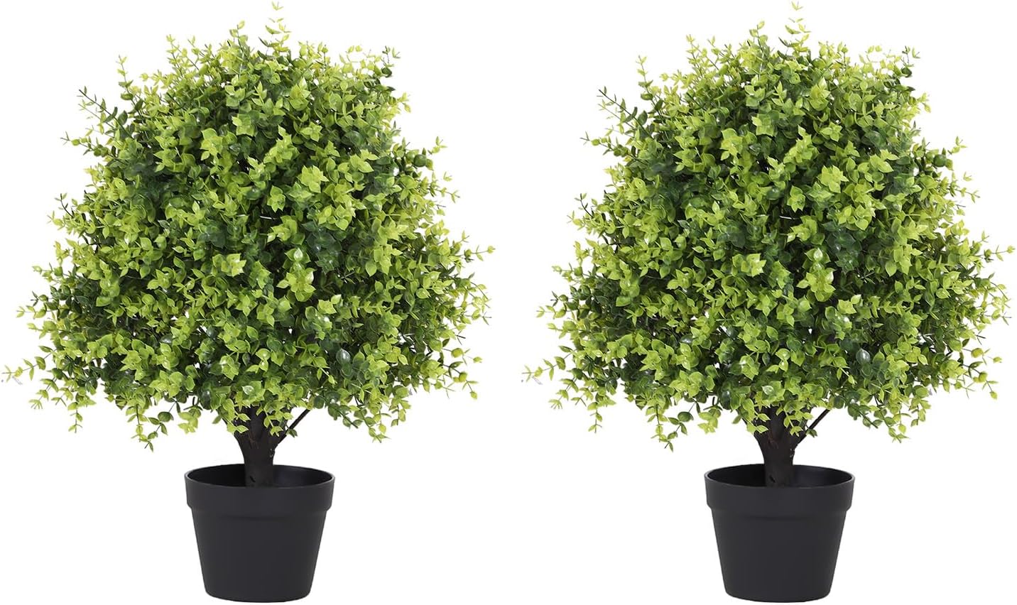 Green Artificial Plant — 24" — Eucalyptus Leaf Topiary - 24"