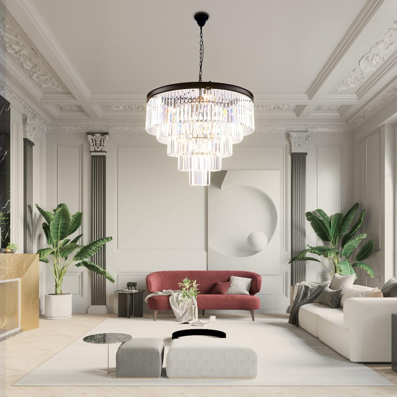 Adjustable Luxe Glass Chandelier - View 6