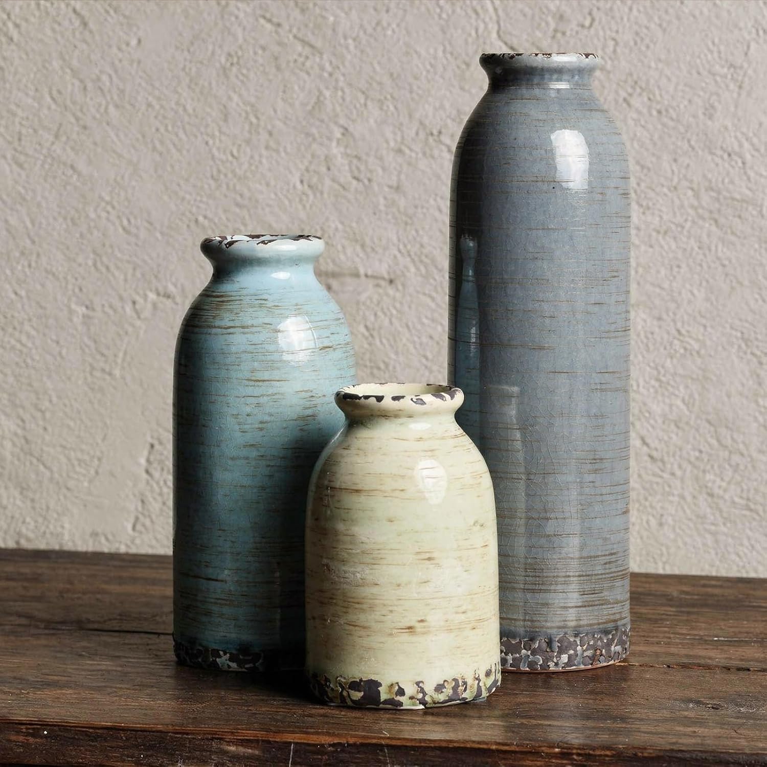 Vintage Farmhouse Black Flower Vase — Set of 3 — Morandi Colors01
