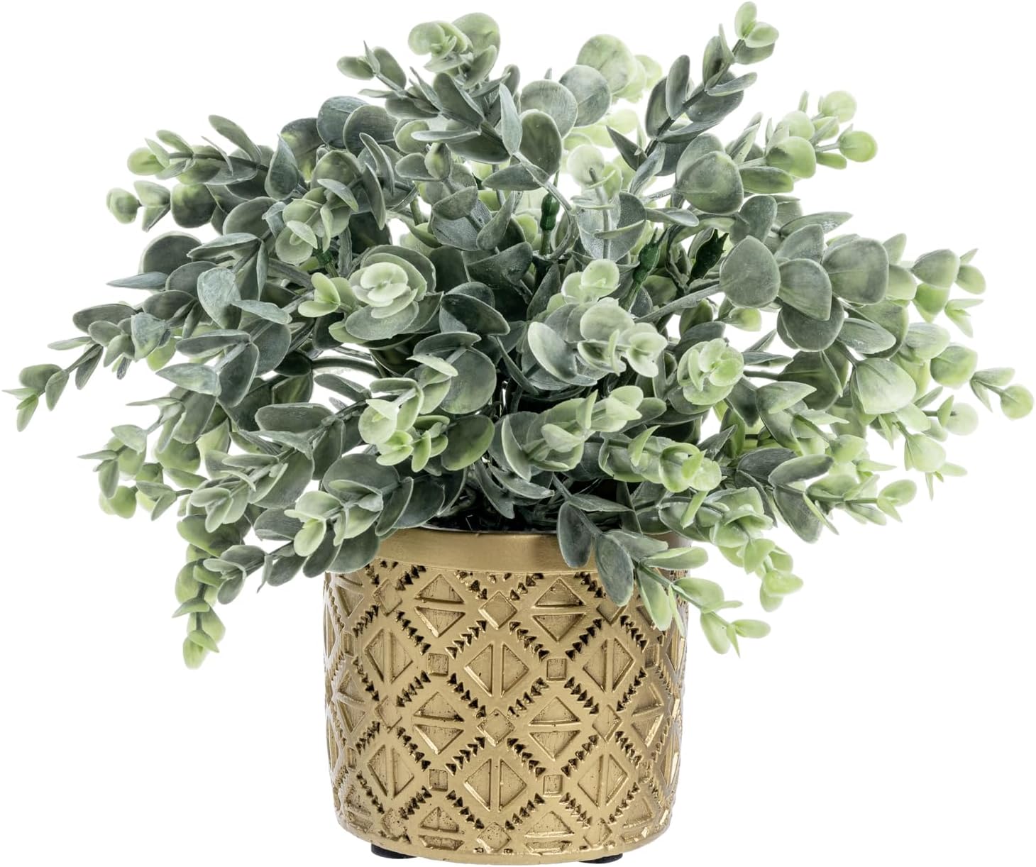 Round Modern Black Artificial Plant — Gold