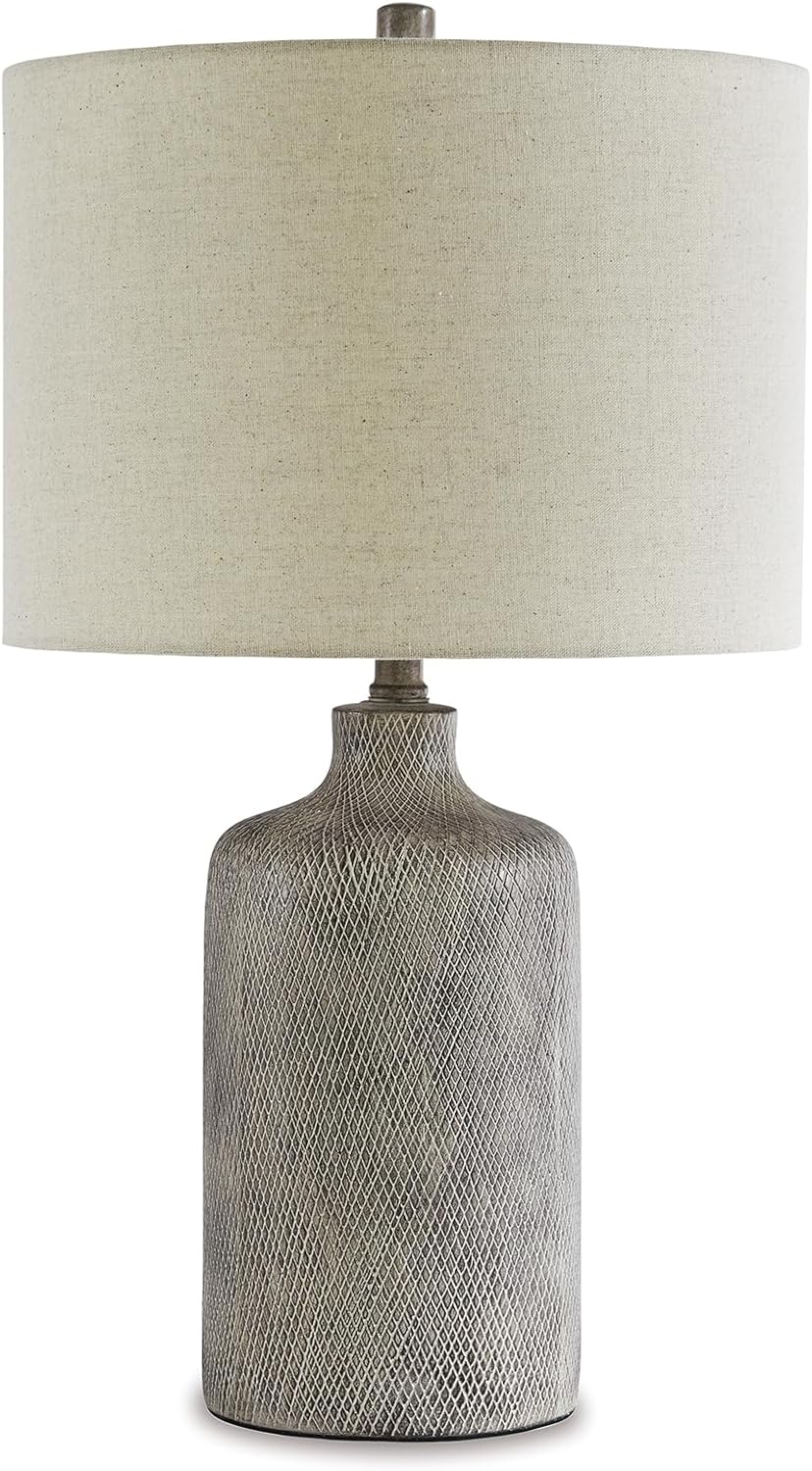 Antique Modern Beige Table Lamp — 25" — Antique black
