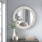 Round Farmhouse Wood Mirror — 24" - View 5