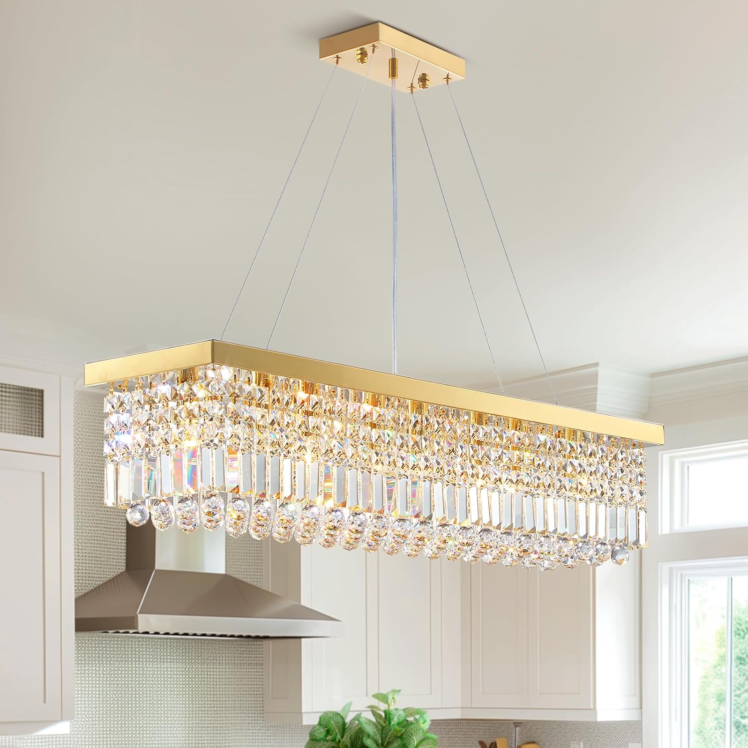 Adjustable Luxe Glass Chandelier — 6-Light — Hanging Mount