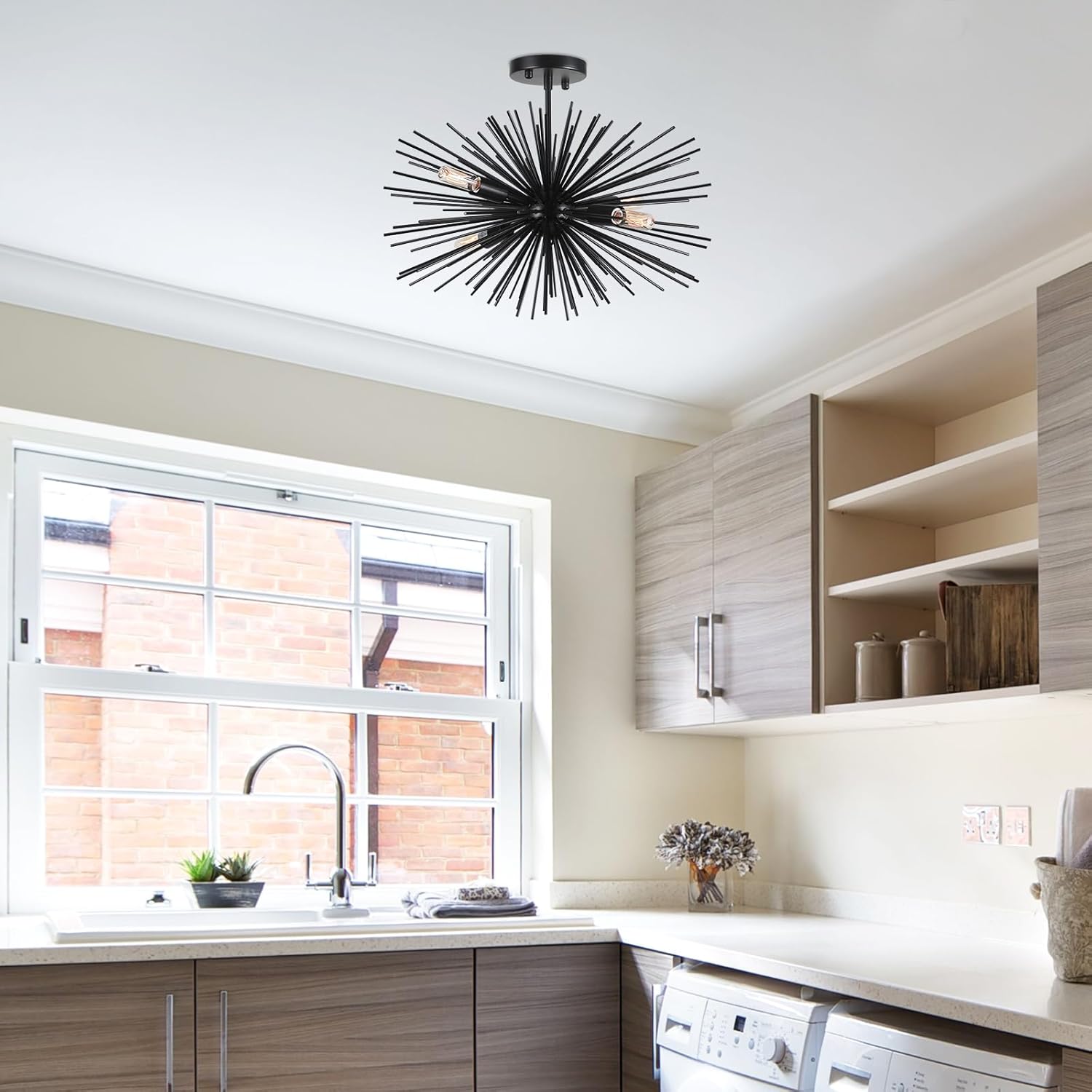 Modern Black Chandelier — 4-Light - View 7