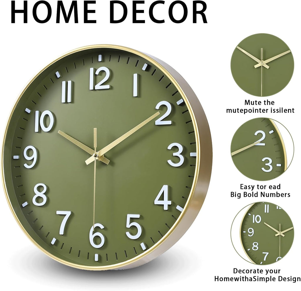Battery Operated Luxe Black Wall Clock — 8" - View 2