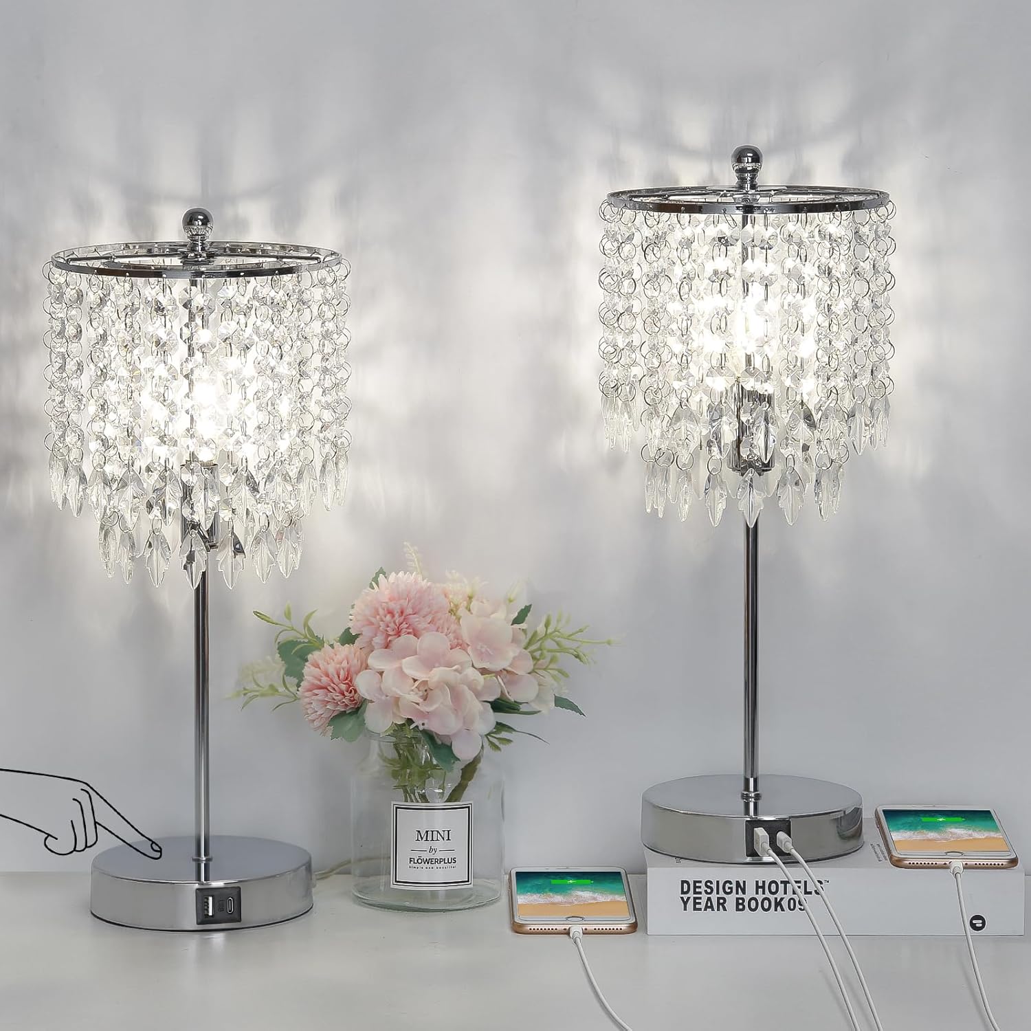 Dimmable Luxe Gold Bedside Lamp — Silver