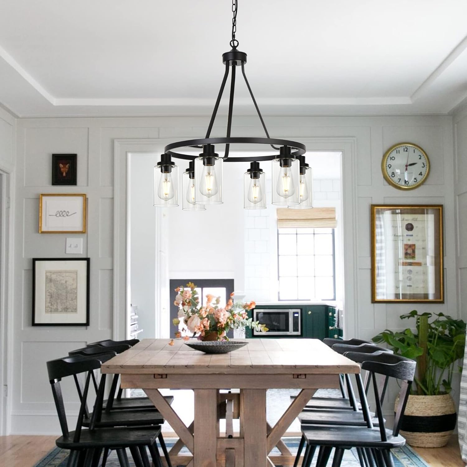 Farmhouse Black Chandelier — 6-Light - View 5