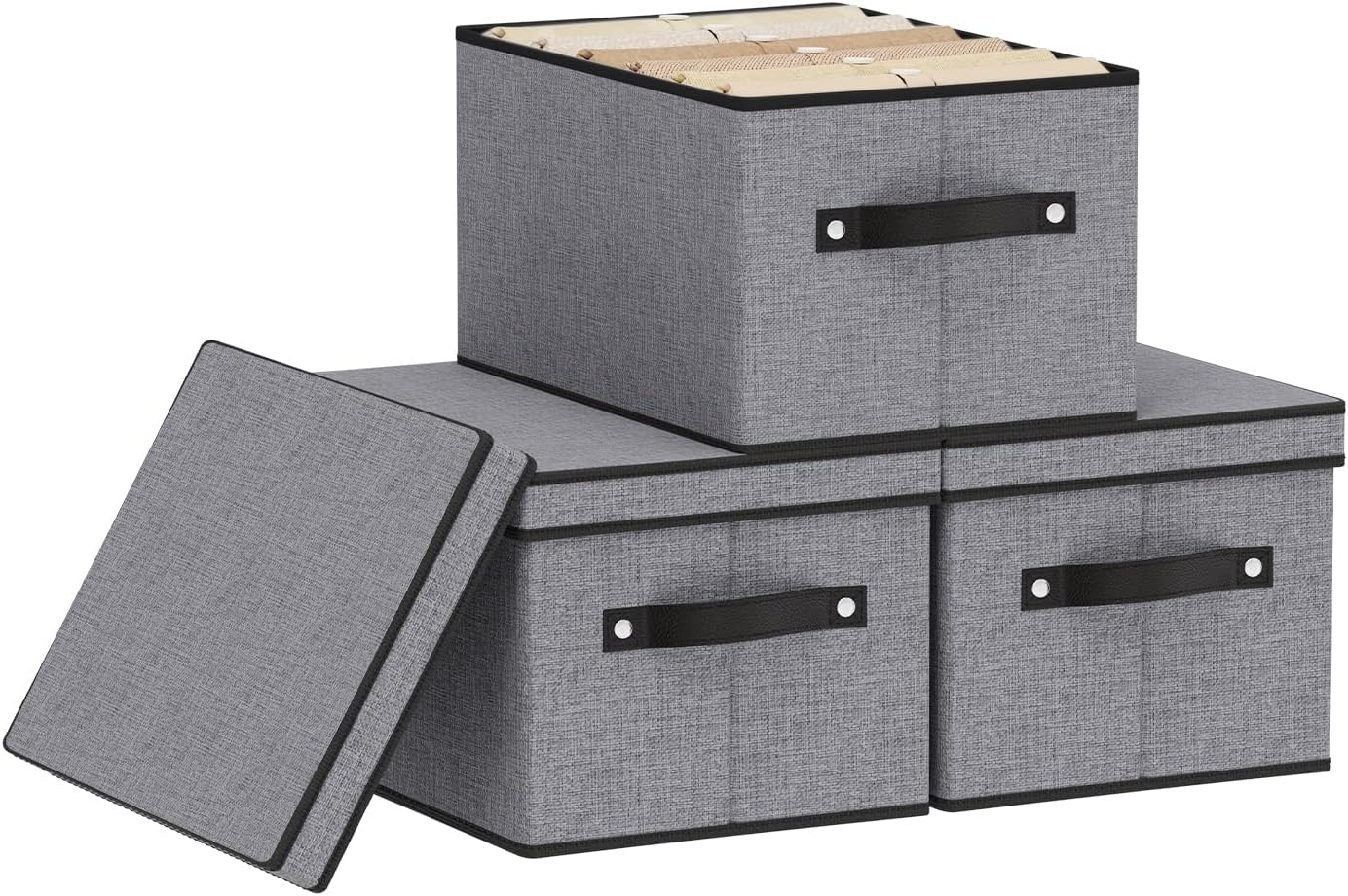 Beige Storage Bin — 13" — Grey