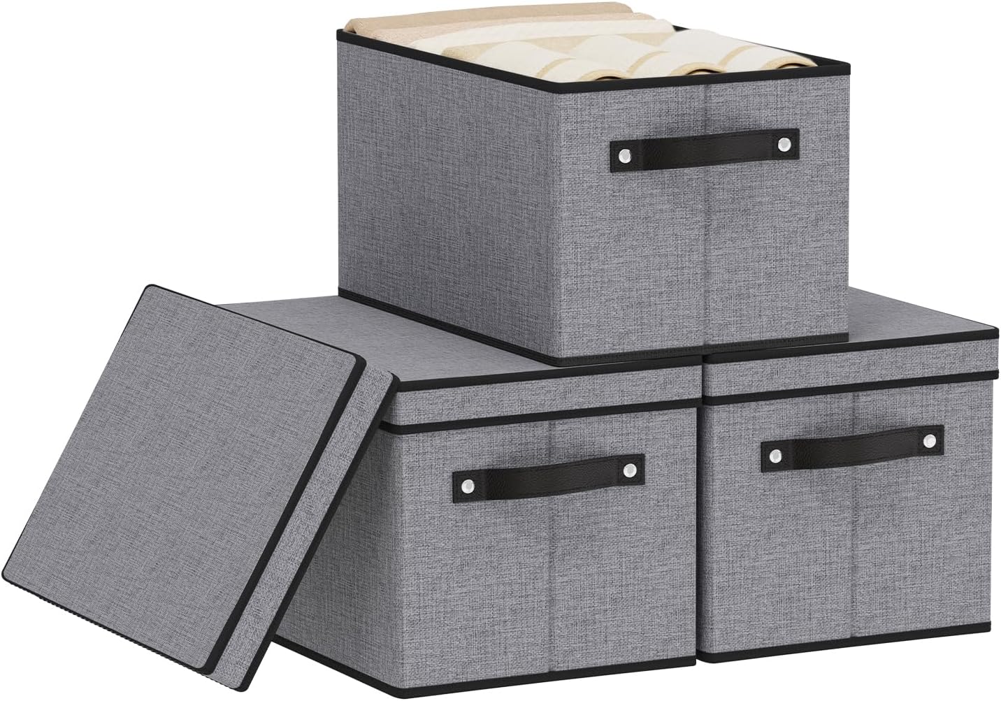 Beige Storage Bin — 13" — Grey