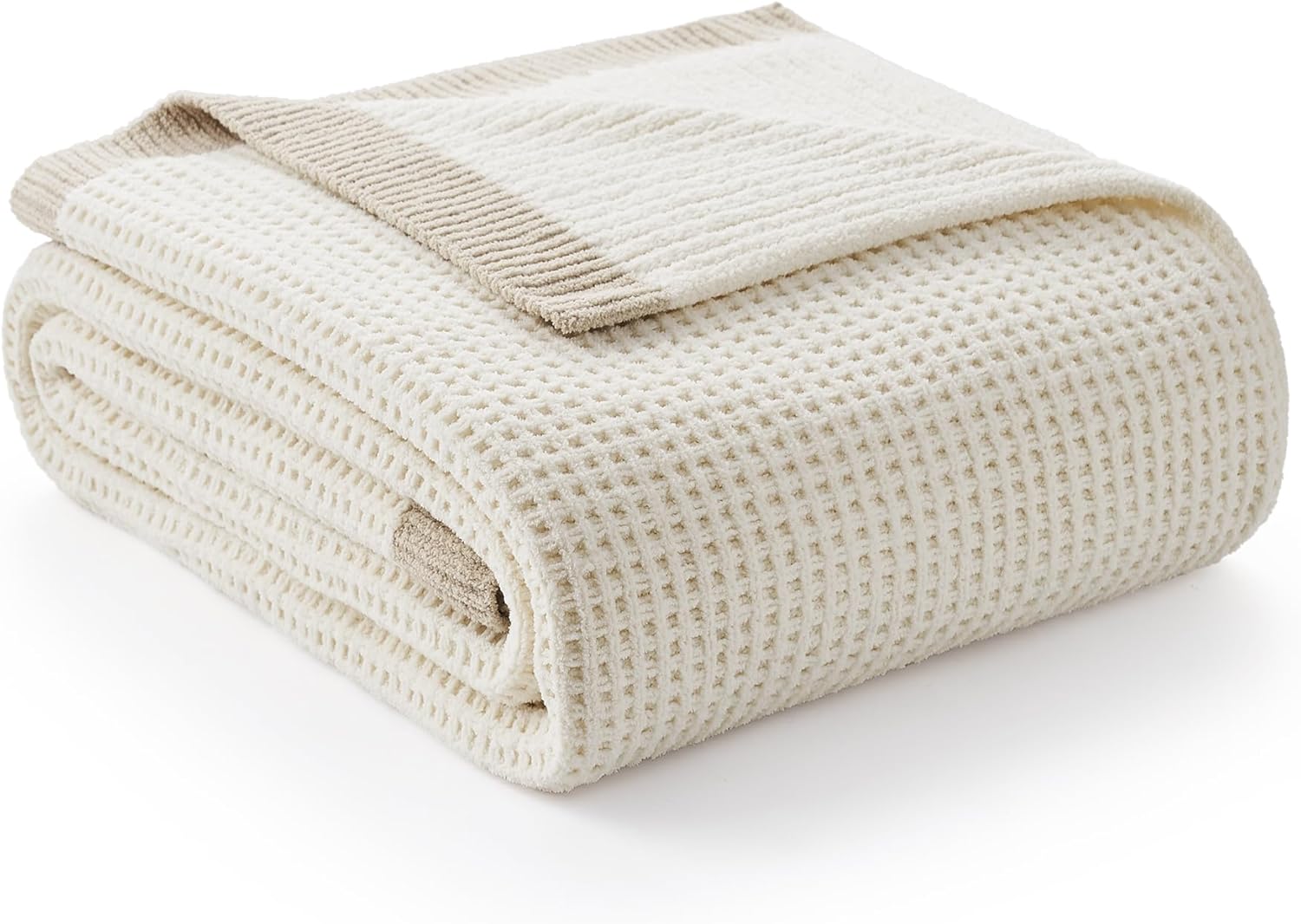 Knit Beige Throw Pillow — 50" — Ivory