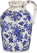 Boho Blue Flower Vase — 12.5" — Blue and White