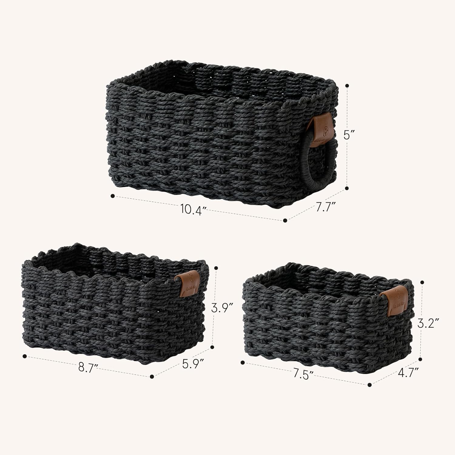 Boho Rattan Woven Basket — Set of 3 - View 4