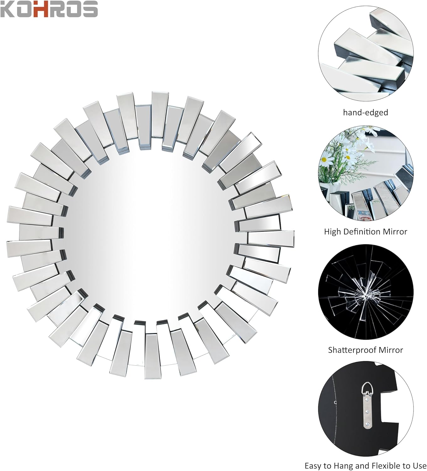Glass Round Mirror — 32" - View 3
