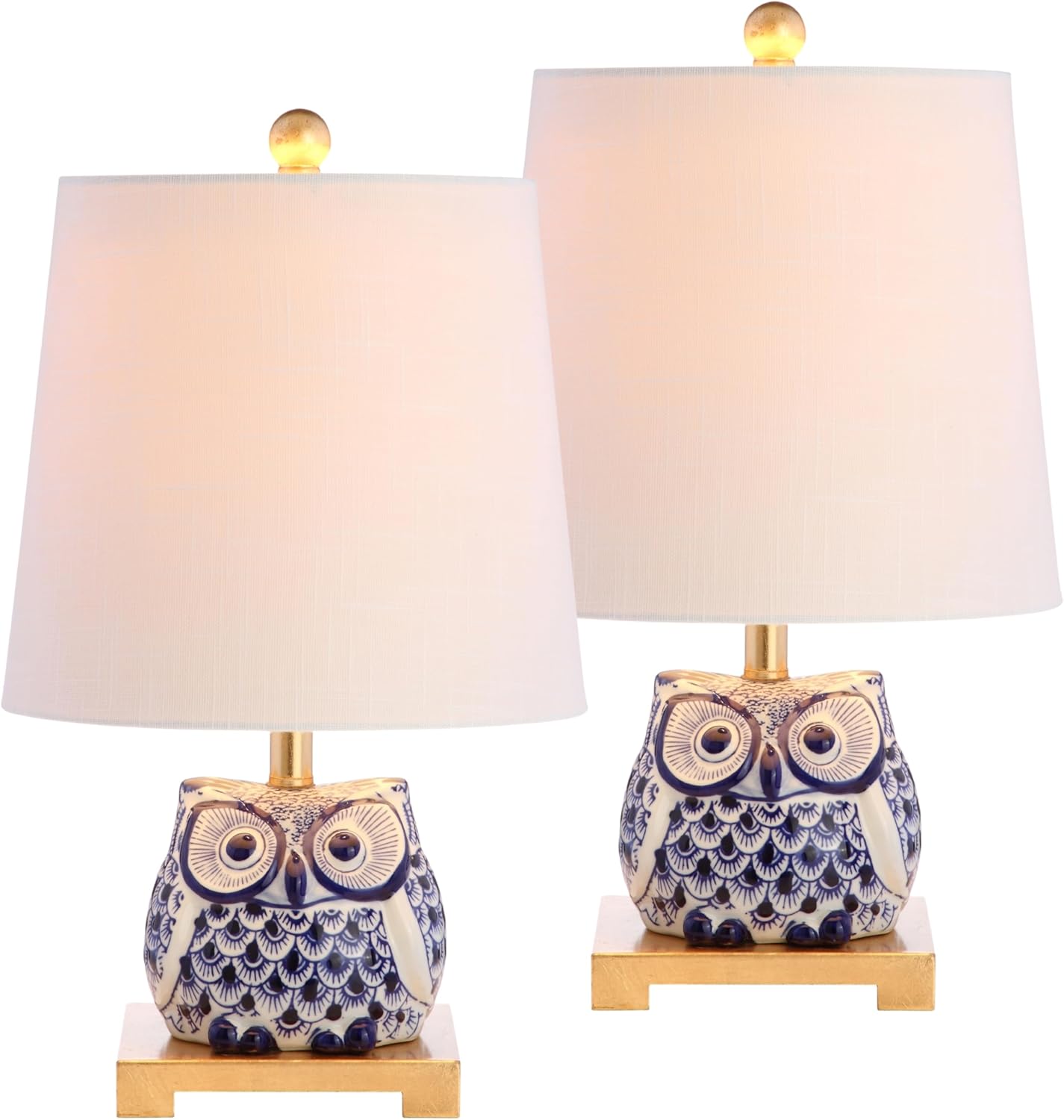 Linen Farmhouse Black Nightstand Lamp — 16" — Set of 2