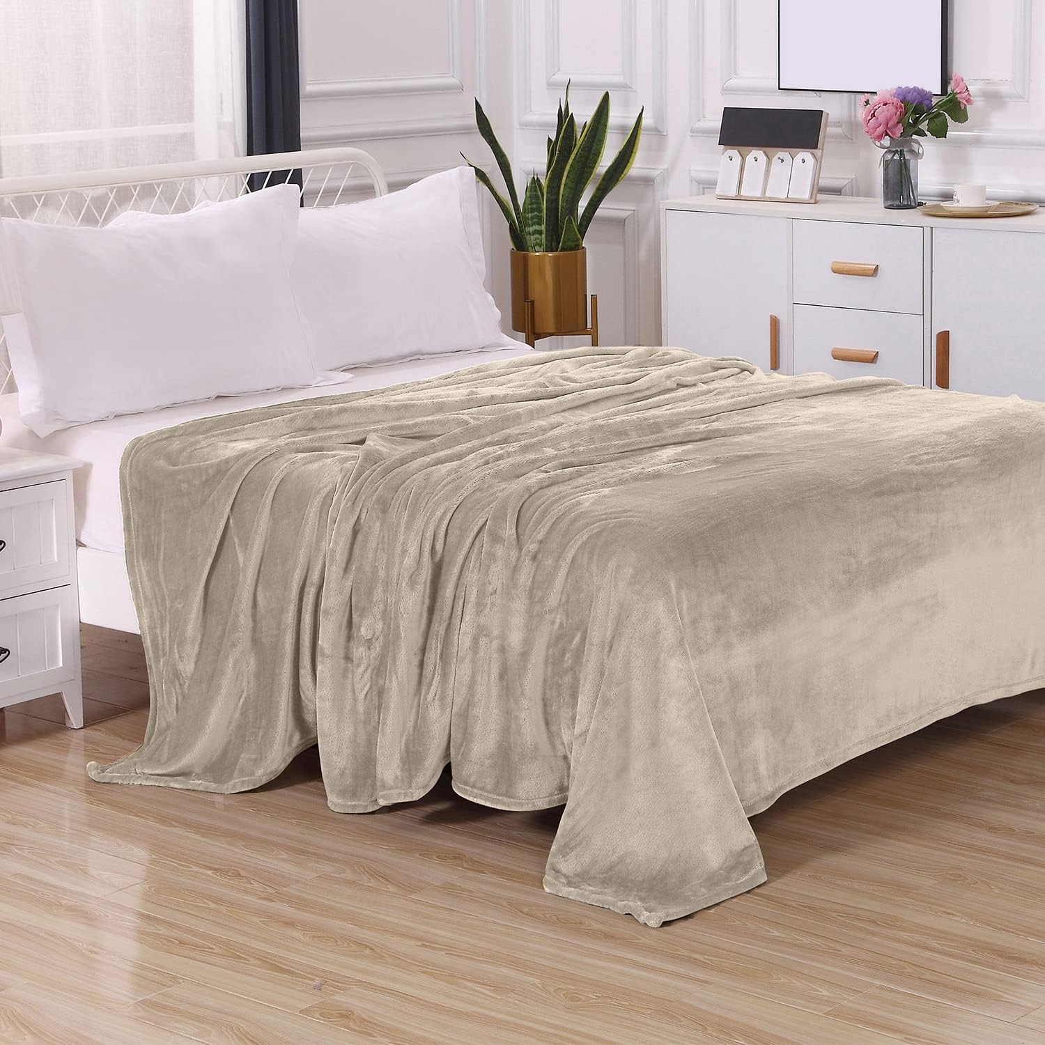 Luxe Beige Throw Pillow - View 2