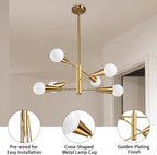 Adjustable Luxe Black Chandelier — 6-Light - View 7