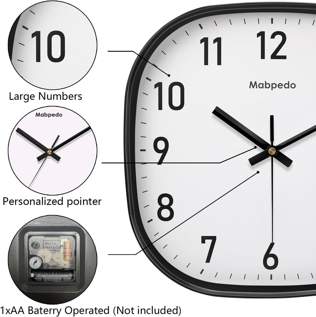 Battery Operated Black Wall Clock — 8" - View 6