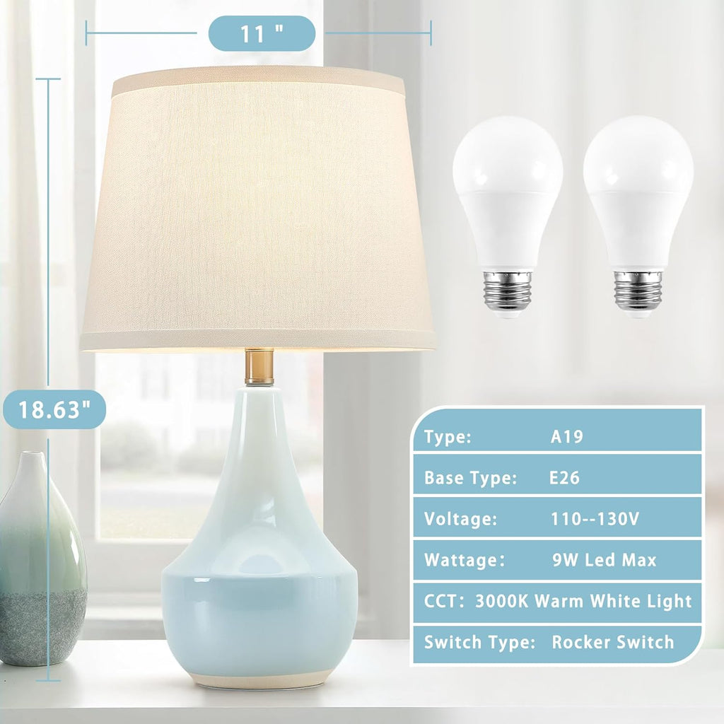 Modern Beige Nightstand Lamp — 18" - View 2