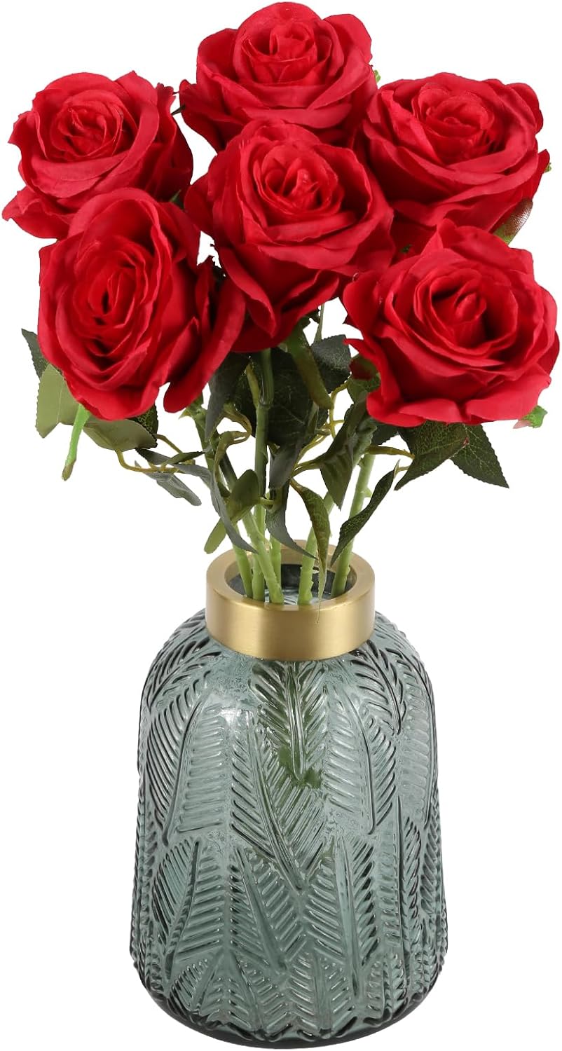 Gold Artificial Plant — Deep Red