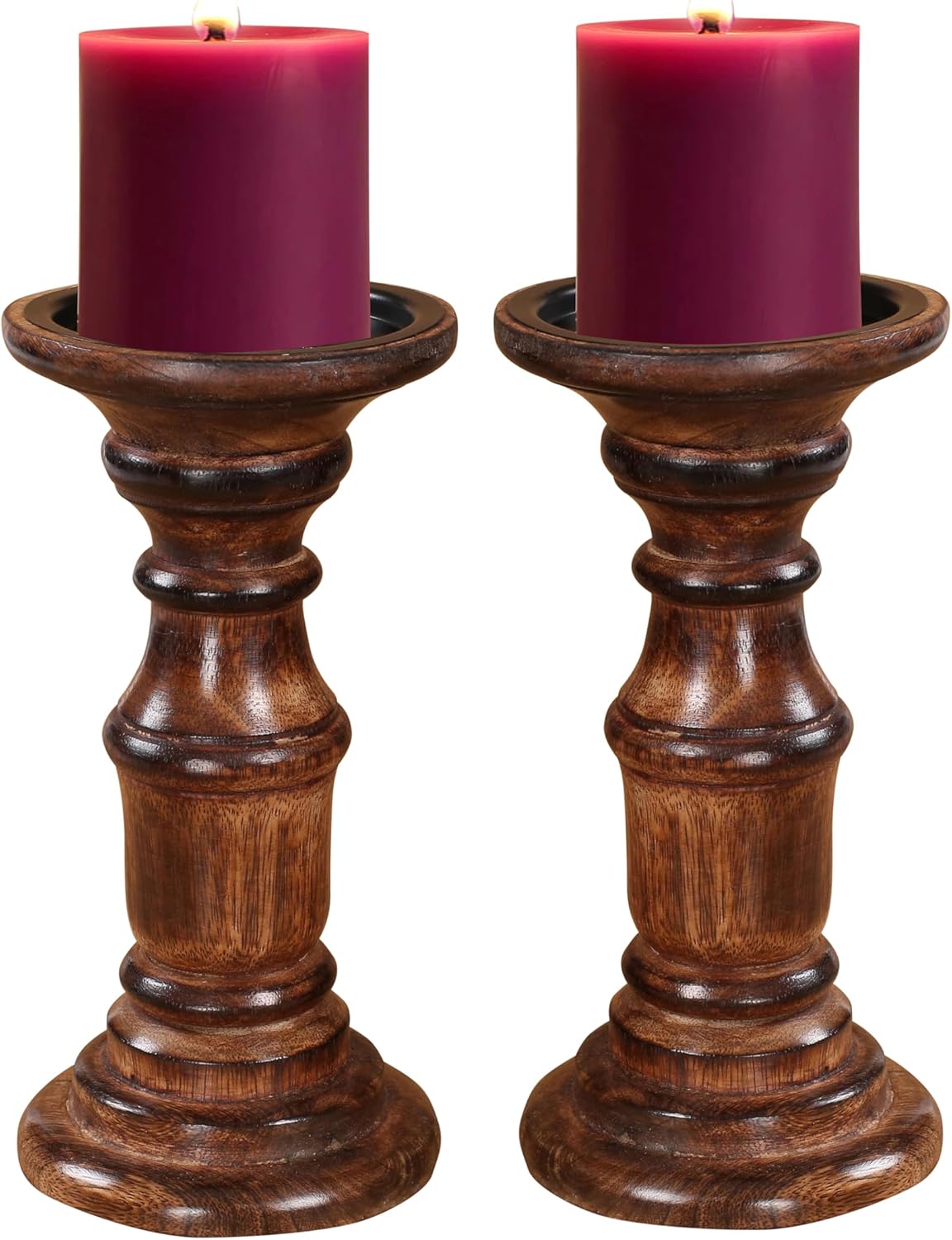 Antique Farmhouse Grey Pillar Candle — 10" — Set of 2, 6" - High