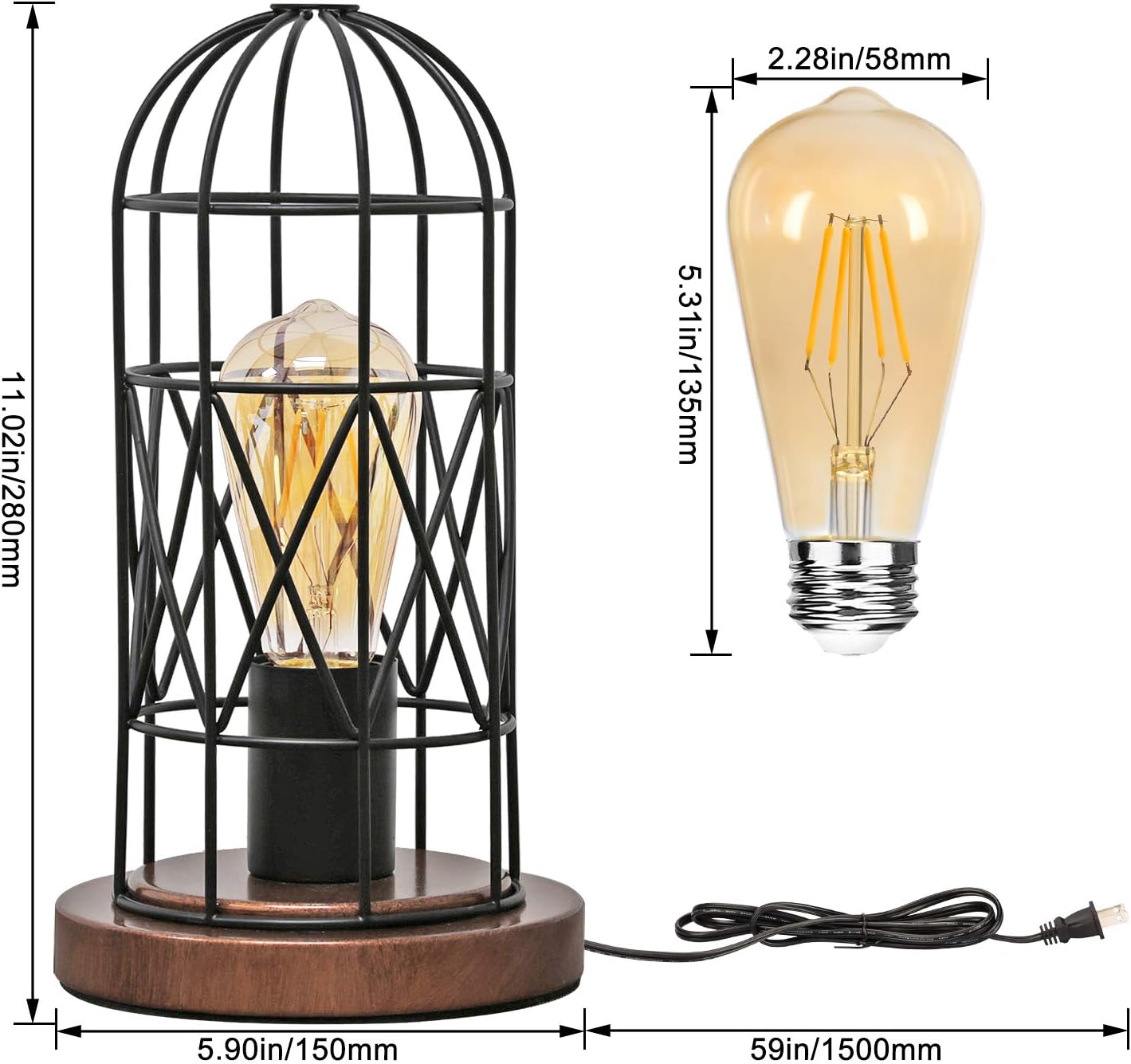 Dimmable Black Bedside Lamp - View 3