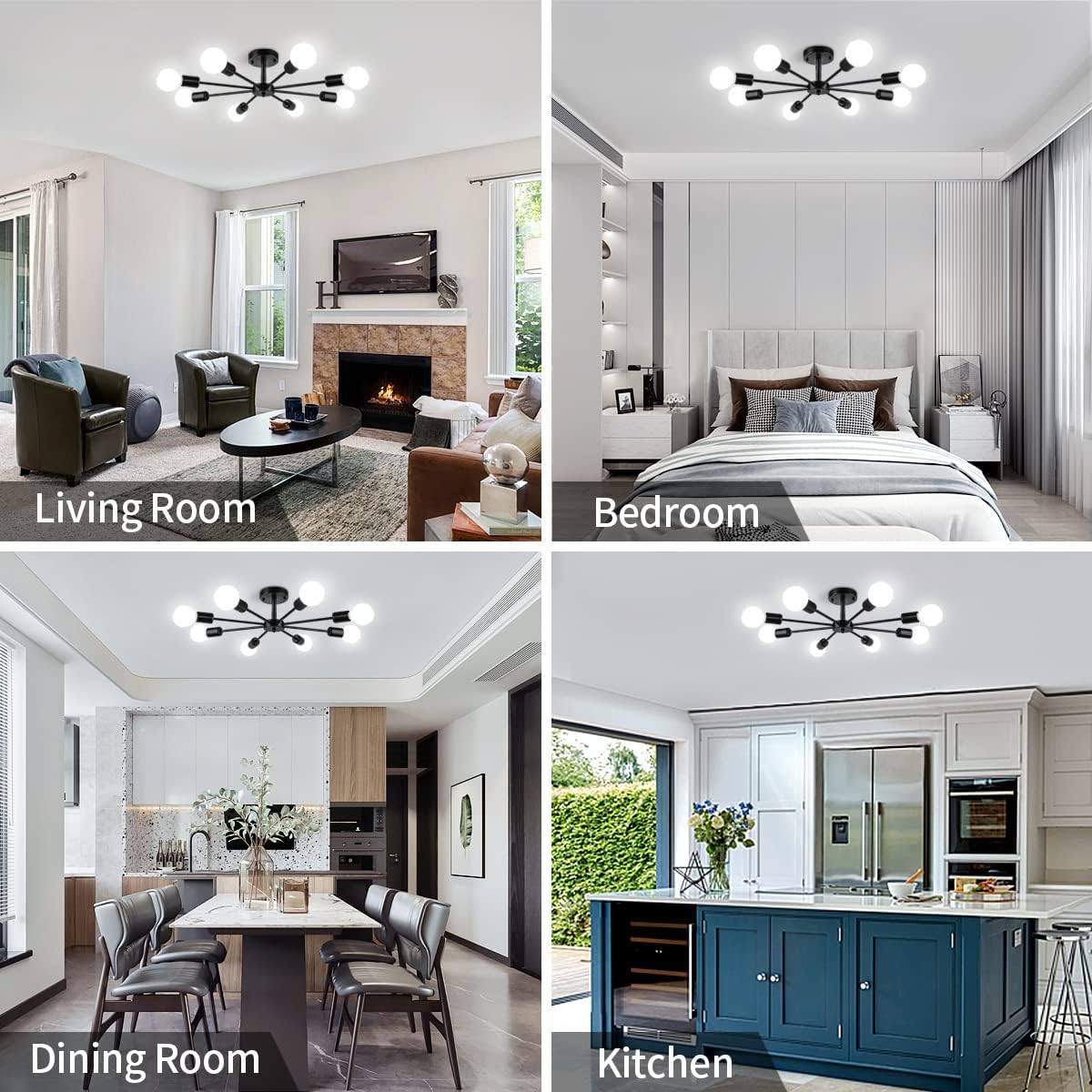 Modern Metal Chandelier — 8-Light - View 2