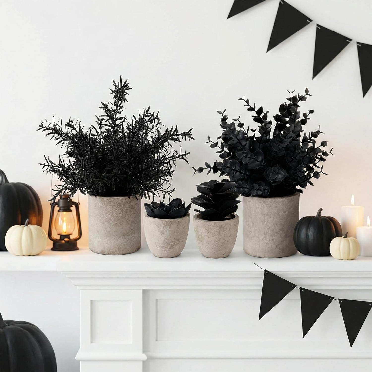 Farmhouse Black Faux Plant — 10" — Black-4pc