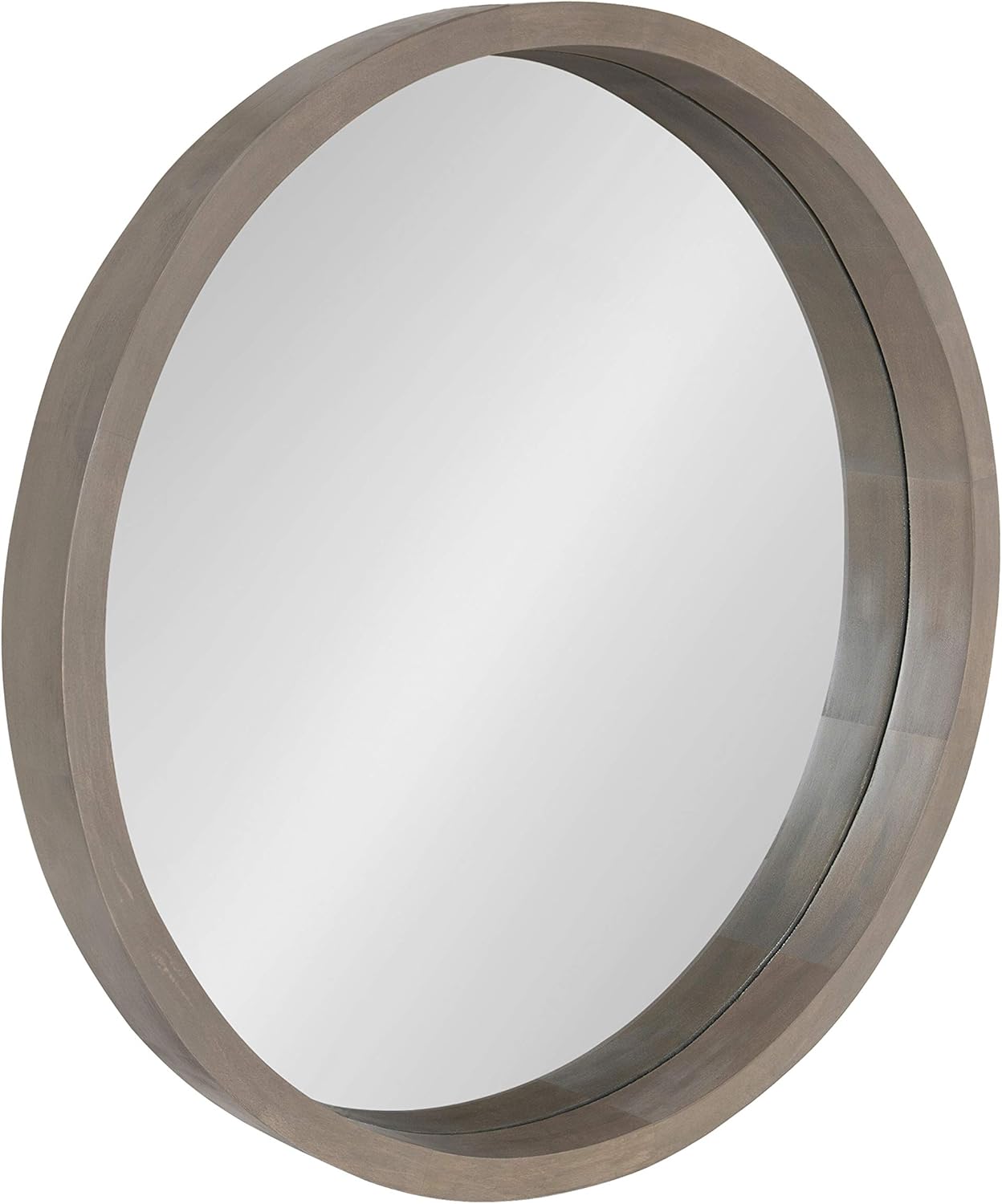 Round Farmhouse Beige Wall Mirror — 22" — Grey