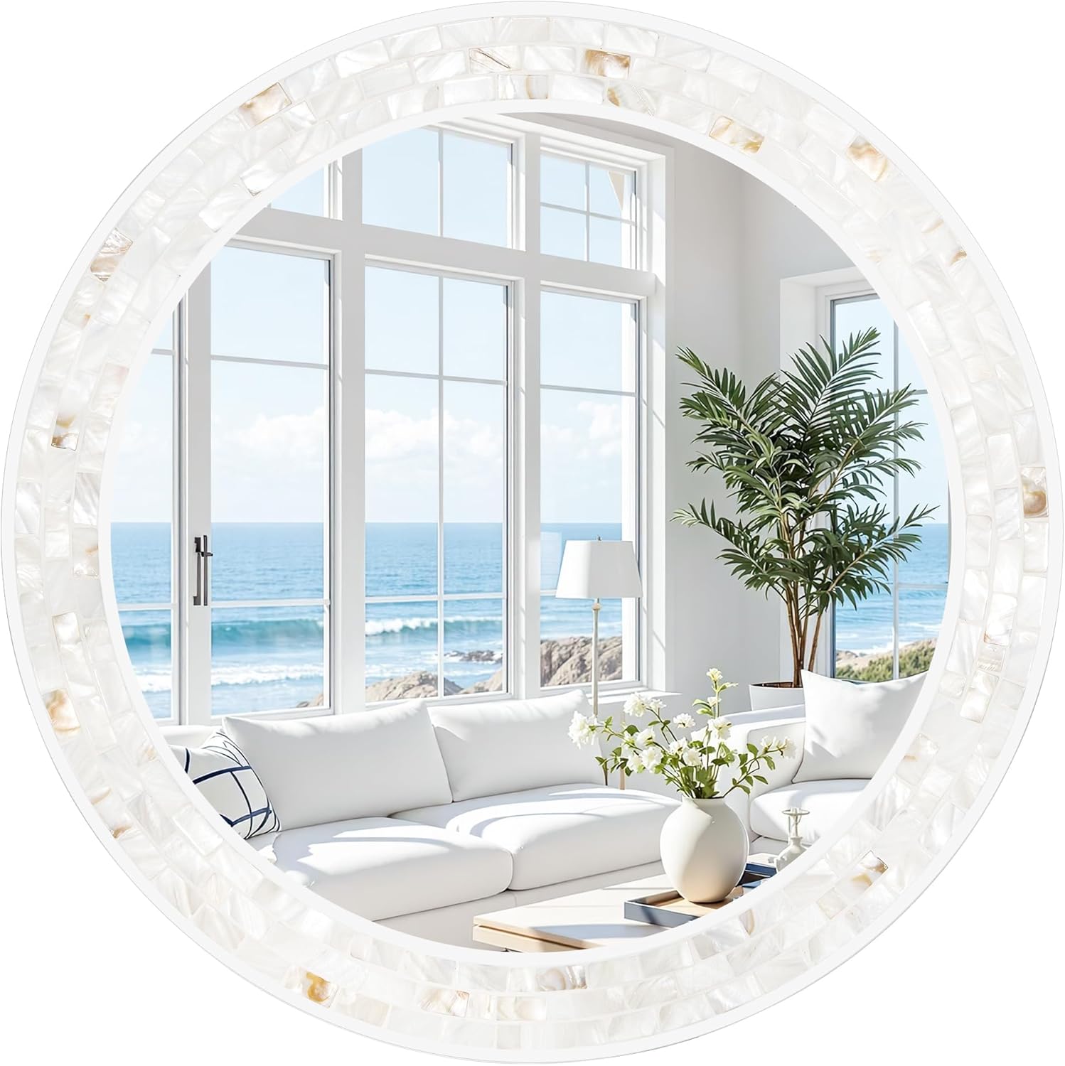 Framed Brown Wall Mirror — 30" — 26"L x 26"W